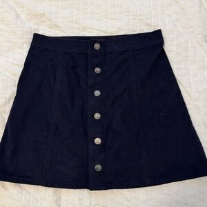 Vintage Express Blue Faux suede button front mini skirt
